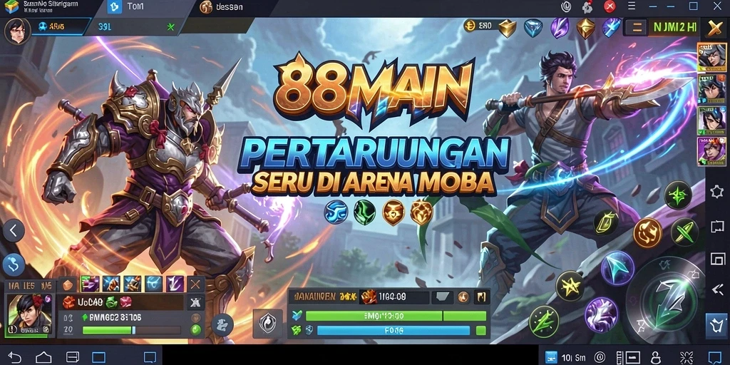 Tampilan menarik dari gameplay seru 88MAIN di arena MOBA.