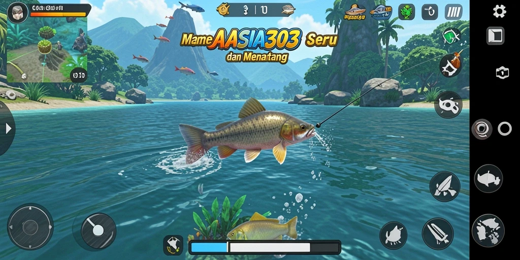 Screenshot mendemonstrasikan gameplay memancing yang seru di ASIA303.