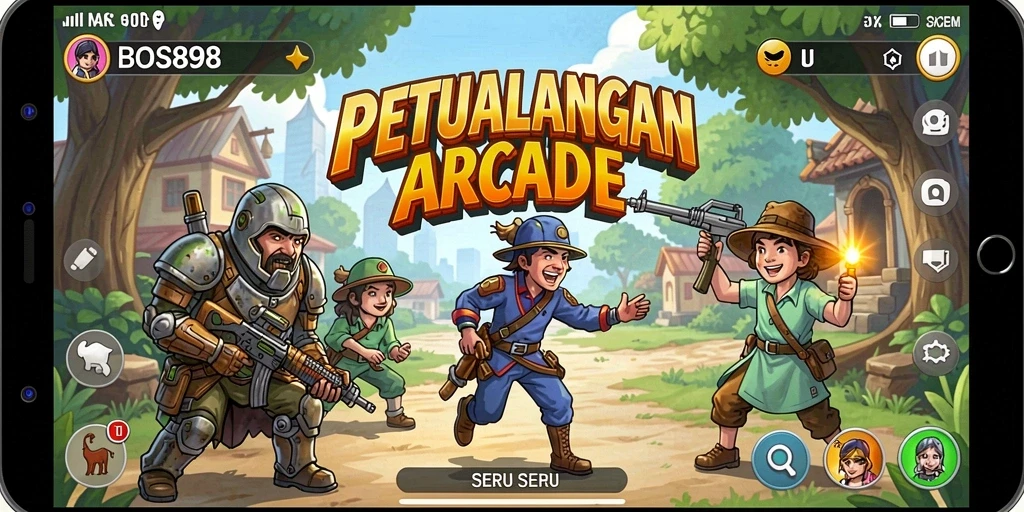 Tampilan gameplay seru dari BOS898 dengan karakter unik dan rintangan menantang.