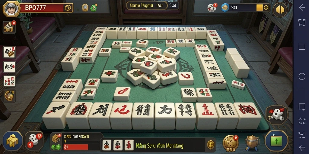 Gameplay BPO777 yang menarik dengan tampilan grafis Mahjong yang menawan.