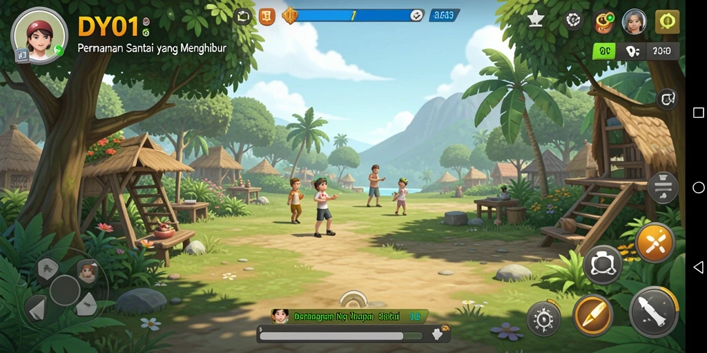 Tampilan menarik dari gameplay DY01 dengan grafis ceria.