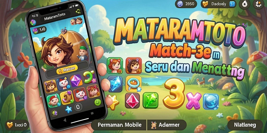 Screenshot gameplay MATARAMTOTO menampilkan momen seru saat menyelesaikan level Match-3.