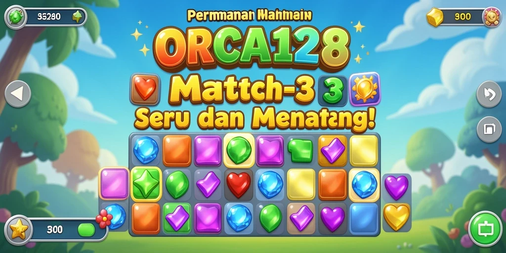 Gameplay seru mencocokkan permata di ORCA128.