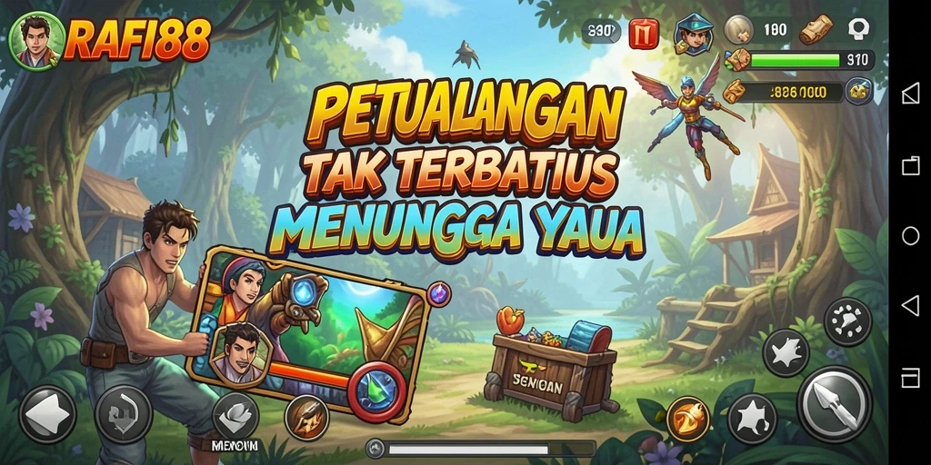 Screenshot gameplay dari RAFI88 menampilkan aksi petualangan yang mendebarkan.